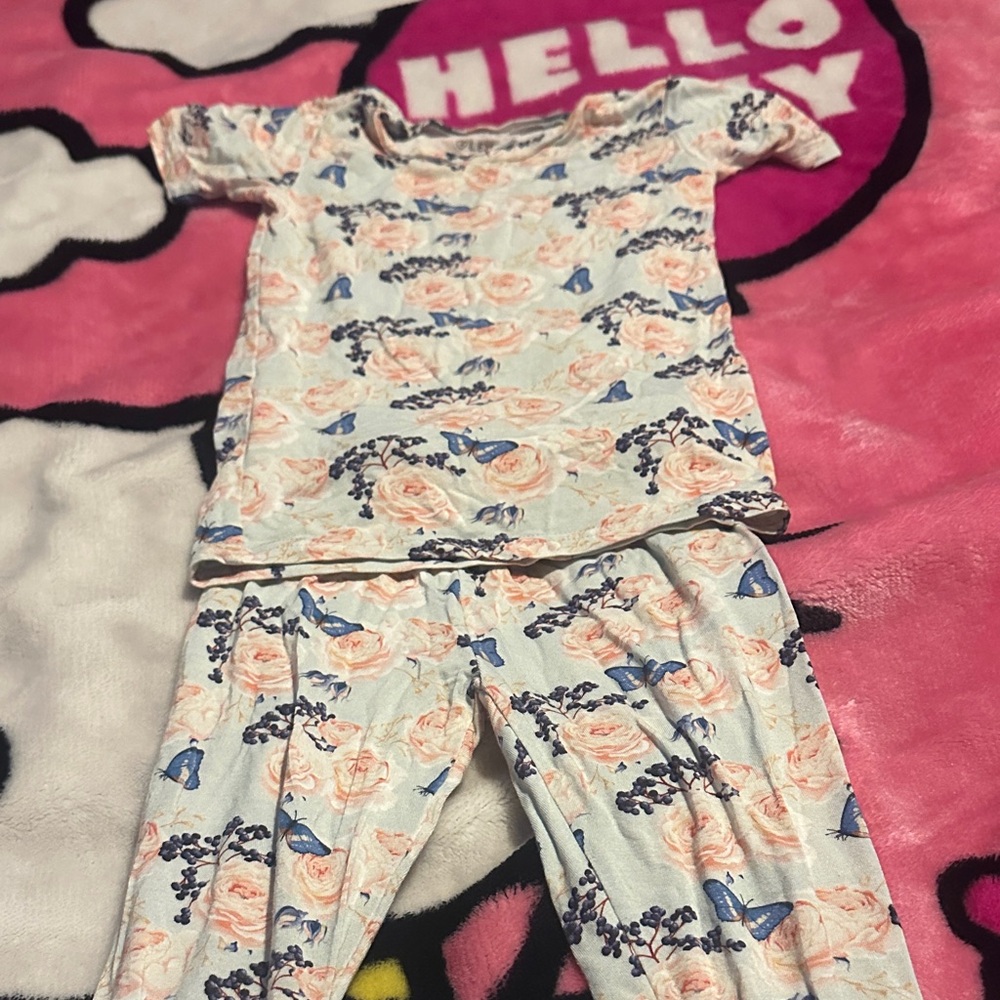 Old Navy Kids Pajama Set with Floral and Bird Print